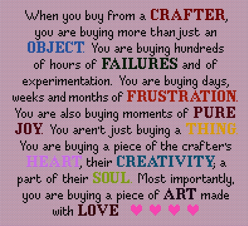 When You Buy From a Crafter — Cross Stitch Chart PDF Download