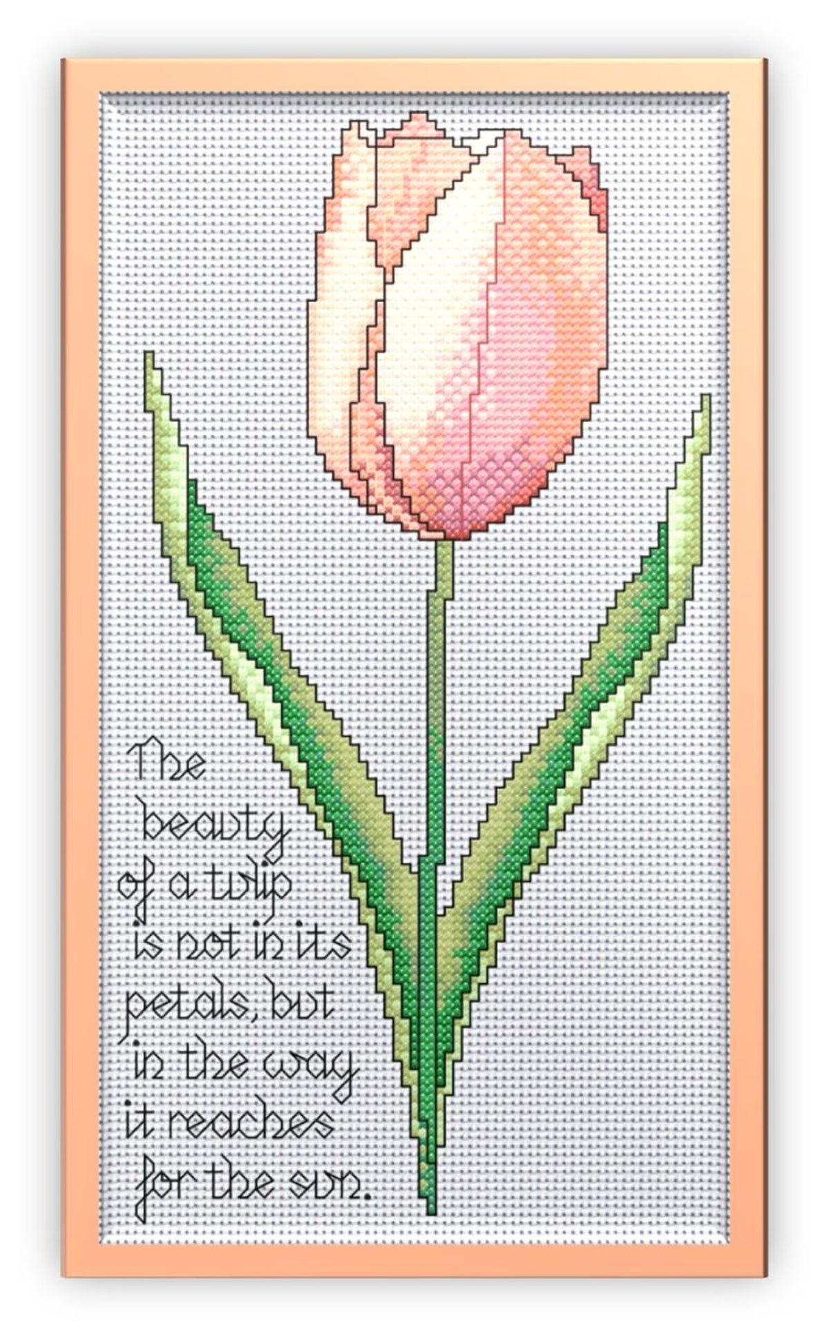 Tulip Cross Stitch Chart with Verse — Botanical Floral PDF Pattern Download