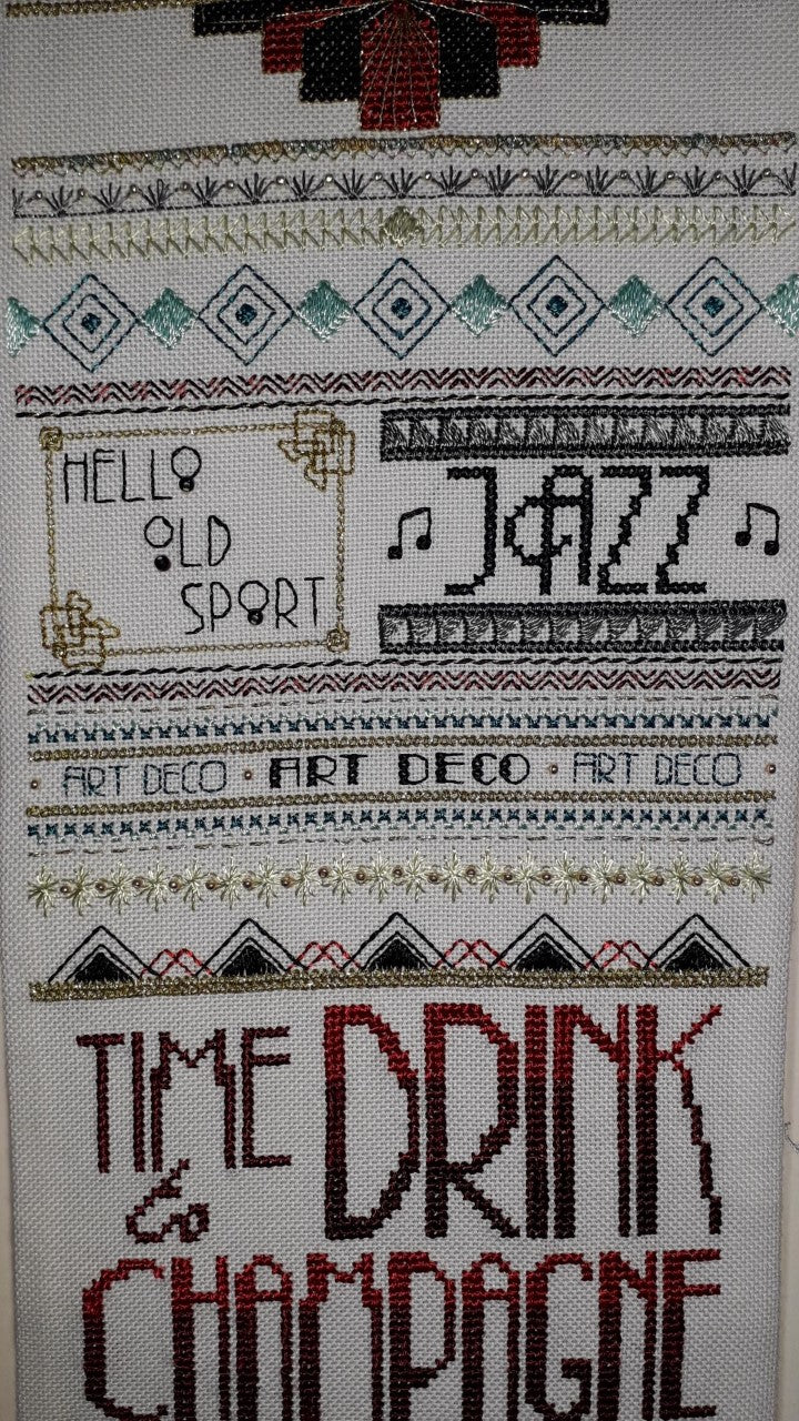 Glitz and Glamour Art Deco Cross Stitch Band Sampler — PDF Pattern Download