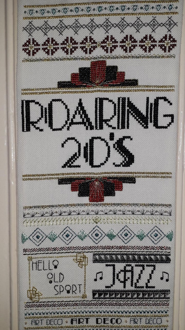 Glitz and Glamour Art Deco Cross Stitch Band Sampler — PDF Pattern Download